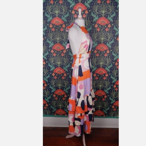 Venita Aspen Gianni Bini Andrea Abstract Print Halter Maxi Dress Nwt - Picture 7 of 8